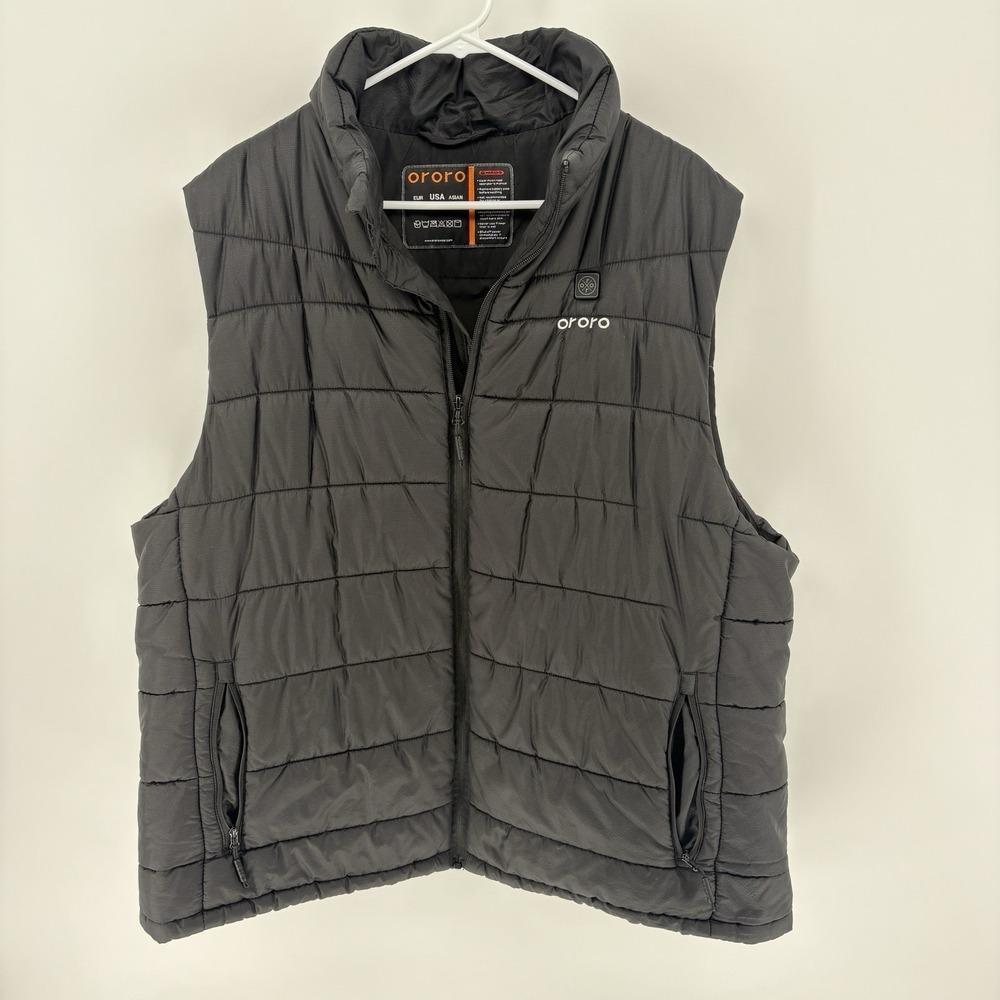 Ororo Heated Puffer Vest Mens XXL Black Full Zip Hiking Outdoor No Battery